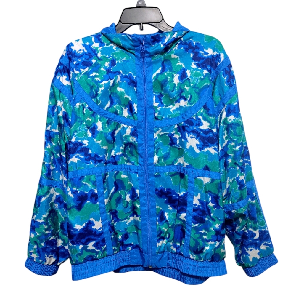 Vintage Lavon Blue Green 80s 90s Windbreak Track Jacket Women's Size Large